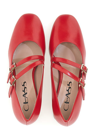 Décolleté Mary Jane rosse con doppio cinturino Made in Italy PITTARELLO CLASS 716