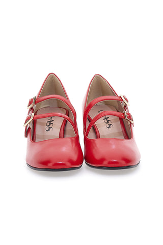 Décolleté Mary Jane rosse con doppio cinturino Made in Italy PITTARELLO CLASS 716