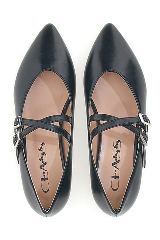 Schwarze spitze Ballerinas mit gekreuzten Riemen PITTARELLO KLASSE 892