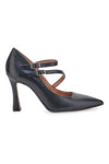 Schwarze Pumps mit Riemen, hergestellt in Italien, Pittarello 173
