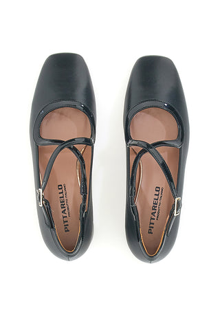 Ballerine Mary Jane Nere Con Tacco Basso Pittarello C1516