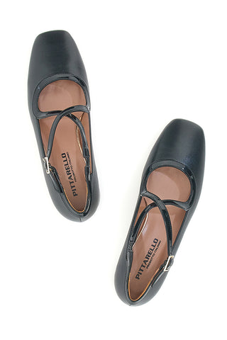 Ballerine Mary Jane Nere Con Tacco Basso Pittarello C1516