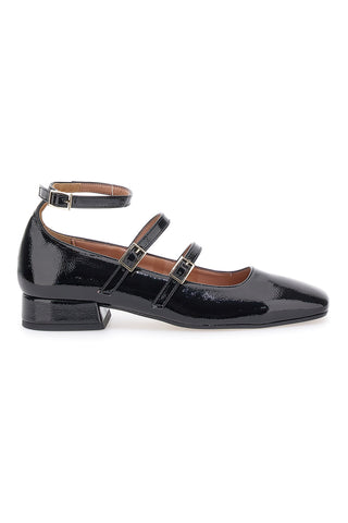 Schwarze Mary Jane Ballerinas mit niedrigem Absatz Pittarello C156