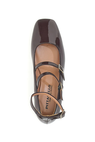 Schwarze Mary Jane Ballerinas mit niedrigem Absatz Pittarello C156