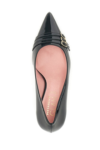 Schwarze Pumps mit Mikroriemen Pittarello Glam 3671