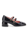 Mary Jane Décolleté Black Paint Effect mit Riemen und niedrigem Absatz PITTARELLO GLAM 3729