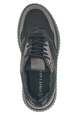 Schwarze Sneakers mit Schnürsenkeln FIRST LADY 012