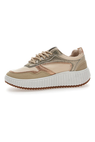 Sneakers Beige con Inserti Metallizzati First Lady 012 da Donna