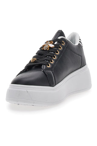 Schwarze Sneakers mit Charms First Lady 011 für Damen