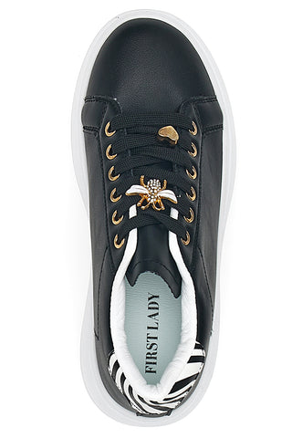 Schwarze Sneakers mit Charms First Lady 011 für Damen