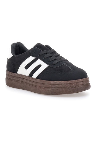 Schwarz-weiße Sneakers mit Flatform First Lady 016