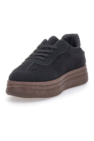 Schwarz-weiße Sneakers mit Flatform First Lady 016