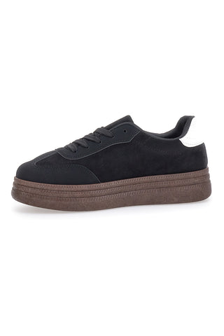 Schwarz-weiße Sneakers mit Flatform First Lady 016