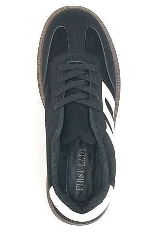 Schwarz-weiße Sneakers mit Flatform First Lady 016