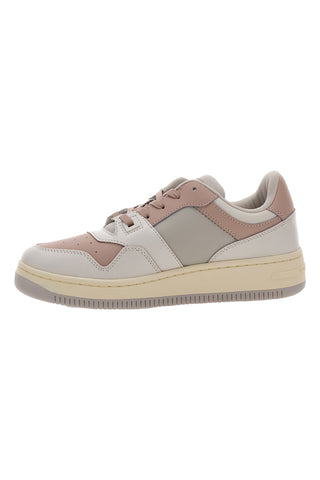 Sneakers Bianche e Rosa Con Tomaia In Pelle TOMMY JEANS BASKET TONAL LOGO