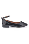 Schwarze Ballerinas in Lackoptik mit Riemen und bequemem Absatz THE FIRST IDE1075