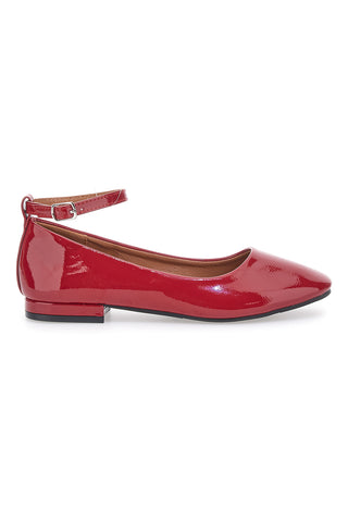 Rote Ballerinas in Lackoptik mit Riemen und bequemem Absatz THE FIRST IDE1075