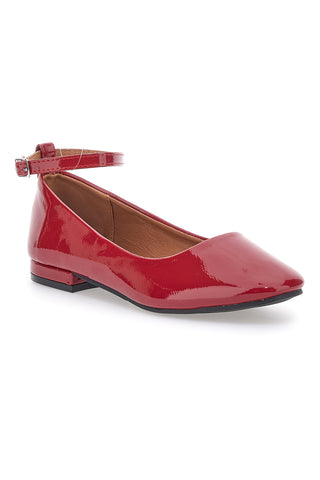 Rote Ballerinas in Lackoptik mit Riemen und bequemem Absatz THE FIRST IDE1075