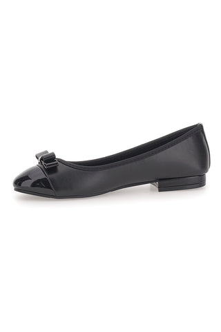 Ballerine Nere con Punta Effetto Vernice e Fiocco Decorativo THE FIRST IDE6292