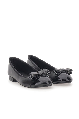 Ballerine Nere con Punta Effetto Vernice e Fiocco Decorativo THE FIRST IDE6292