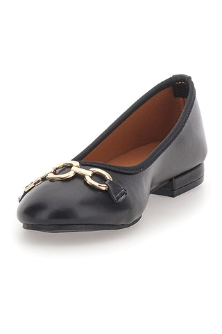 Ballerine Nere con Fibbia Decorativa Oro THE FIRST IDE172