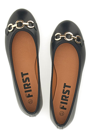 Ballerine Nere con Fibbia Decorativa Oro THE FIRST IDE172