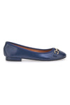 Marineblaue Ballerinas mit goldener Zierschnalle THE FIRST IDE172