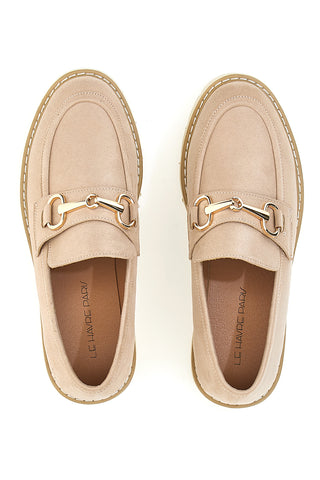 Mocassini Beige con Suola a Contrasto Bianca LE HAVRE PARIS BL602915