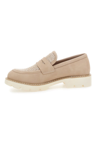 Mocassini beige con bocca di leone e Suola Bianca LE HAVRE PARIS KMD25S15G