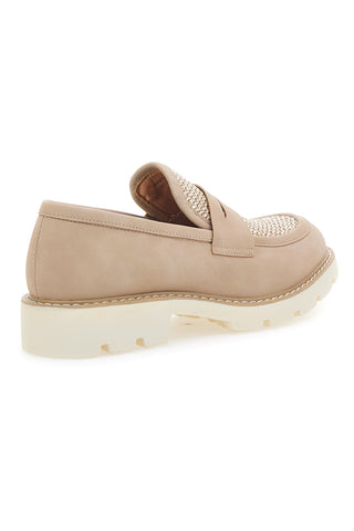 Mocassini beige con bocca di leone e Suola Bianca LE HAVRE PARIS KMD25S15G