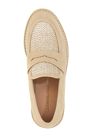 Mocassini beige con bocca di leone e Suola Bianca LE HAVRE PARIS KMD25S15G