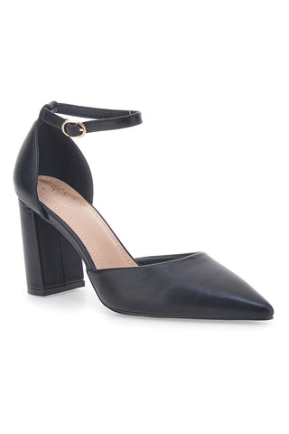 Schwarze Pumps mit spitzer Spitze und Knöchelriemen MON DIEU DO19813