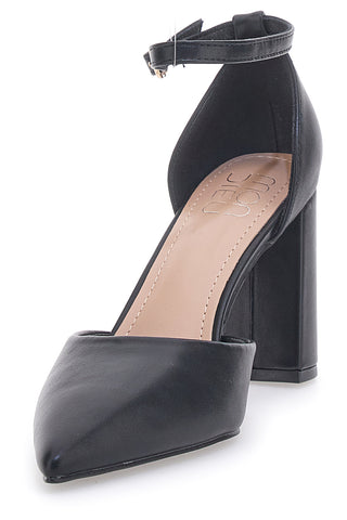 Schwarze Pumps mit spitzer Spitze und Knöchelriemen MON DIEU DO19813