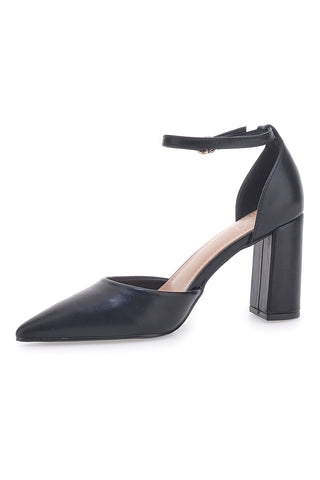 Schwarze Pumps mit spitzer Spitze und Knöchelriemen MON DIEU DO19813