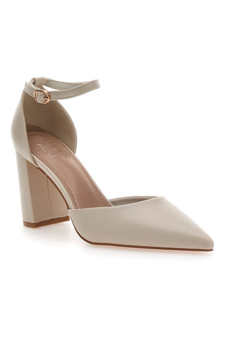 Beige Pumps mit spitzer Spitze und Knöchelriemen MON DIEU DO19813