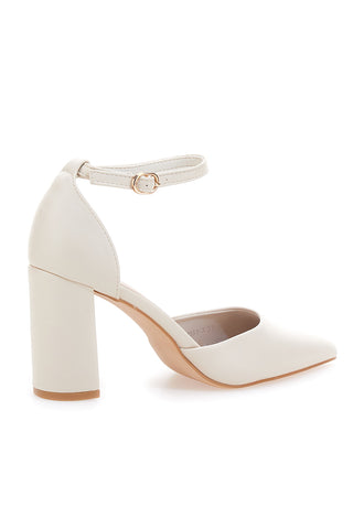 Beige Pumps mit spitzer Spitze und Knöchelriemen MON DIEU DO19813