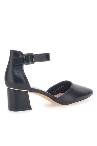 Schwarze Pumps mit spitzer Spitze, Knöchelriemen und mittlerem Absatz MON DIEU 8257482838