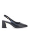Décolleté Slingback Nere con Tacco con Dettaglio Effetto Cromato Mon Dieu DQ50233