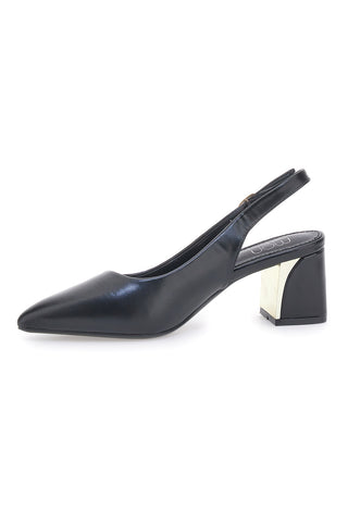 Décolleté Slingback Nere con Tacco con Dettaglio Effetto Cromato Mon Dieu DQ50233