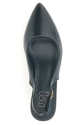 Décolleté Slingback Nere con Tacco con Dettaglio Effetto Cromato Mon Dieu DQ50233