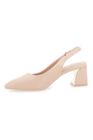 Décolleté Slingback Nude con Tacco con Dettaglio Effetto Cromato Mon Dieu DQ50233