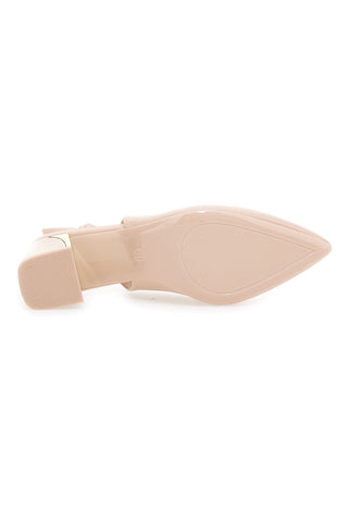 Décolleté Slingback Nude con Tacco con Dettaglio Effetto Cromato Mon Dieu DQ50233