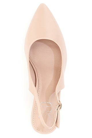 Décolleté Slingback Nude con Tacco con Dettaglio Effetto Cromato Mon Dieu DQ50233