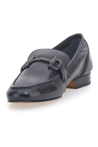 Mocassini Neri con Morsetto Made in Italy in Vera Pelle PITTARELLO GLAM A600102