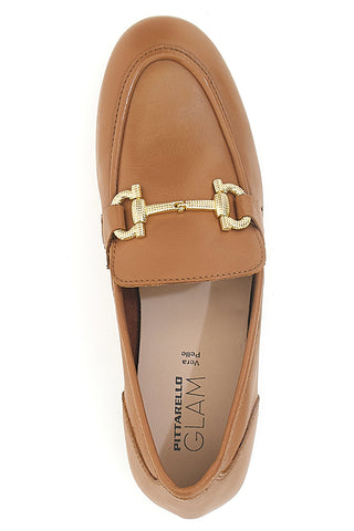 Mocassini Marroni con Morsetto Dorato Made in Italy in Vera Pelle PITTARELLO GLAM A600103