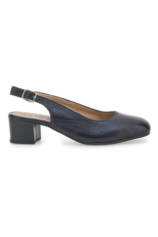Schwarze Slingback-Pumps mit niedrigem Absatz First Line 21684LIDY