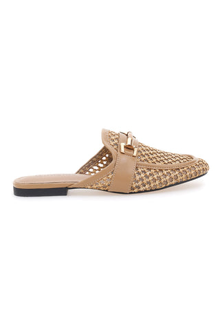 Beige Pantolette mit goldenem Clip Le Havre Paris LLY27