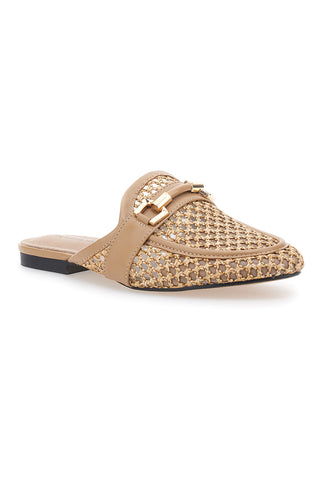 Beige Pantolette mit goldenem Clip Le Havre Paris LLY27