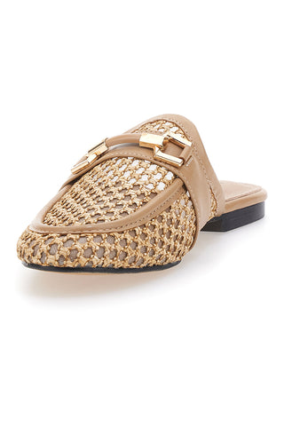Beige Pantolette mit goldenem Clip Le Havre Paris LLY27