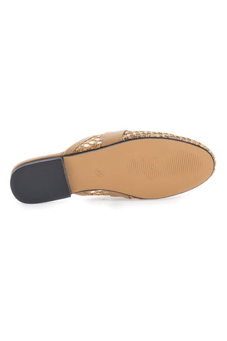 Beige Pantolette mit goldenem Clip Le Havre Paris LLY27